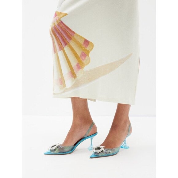 AMINA MUADDI Begum Glass Sling Pump in Sky 38 With Box Womens High Heels - Picture 17 of 17